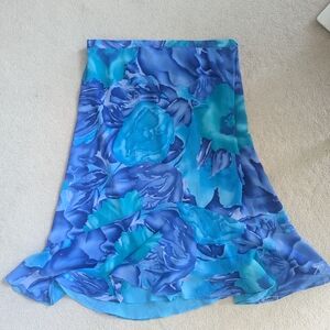 Vibrant Blue Floral Midi Skirt